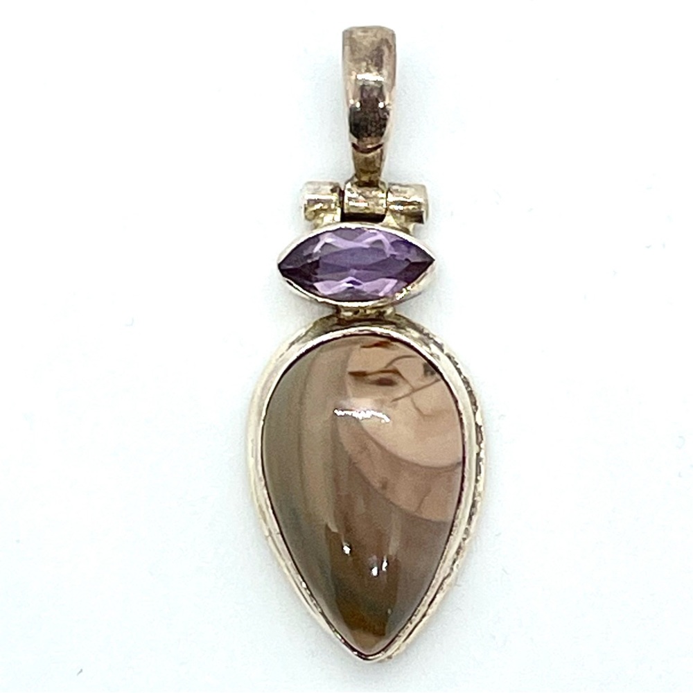 Semiprecious Stone Pendant Sterling Silver Handmade